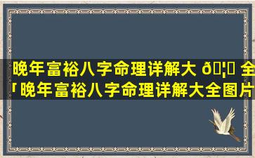 晚年富裕八字命理详解大 🦆 全「晚年富裕八字命理详解大全图片」